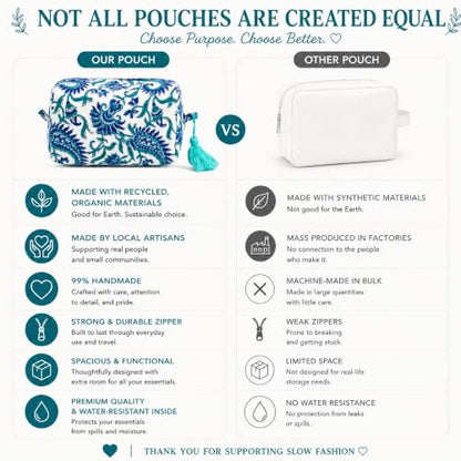 Huar Travel Makeup Bag- Large Capacity Cosmetic Bags for Women - color: Ocean Whisper