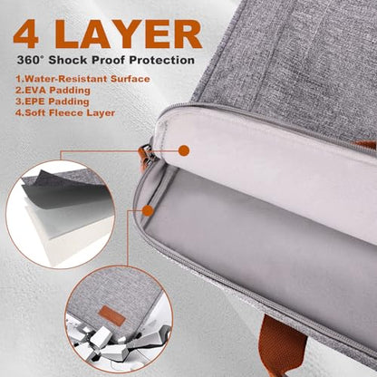 ESTARER Laptop Bag 17-17.3 Inch, Computer Bags for Men Water-resistant Canvas Laptop Case Slim Laptop Sleeve Fits Hp/Dell/Asus/Lenovo/Acer, Light Grey - color: Light Grey, size: 17-17.3 Inch