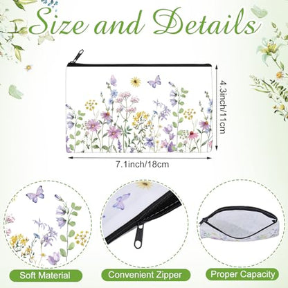 Reginary 20 Pcs Makeup Bags Gifts for Women Canvas Cosmetic Bags with Zipper Bulk Gift for Women Travel Purse Organizer Pouch Accessory, Toiletry Large Capacity, 7 x 4.3 Inch(Flowers) - style: Flowers