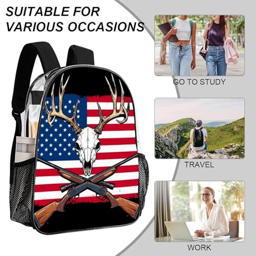 Rucksacks Lightweight Multipurpose Anti-Theft Hunting Deer Usa American Flag Black Shoulder Bag Large Capacity Business Computer Bag With Smooth Zippers - color: Pattern 208