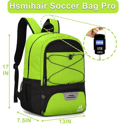 Hsmihair Soccer Bag-Soccer Backpack&Backpack for & Football Volleyball & Basketball,with Ball Compartment and Separate Cleat - color: Green