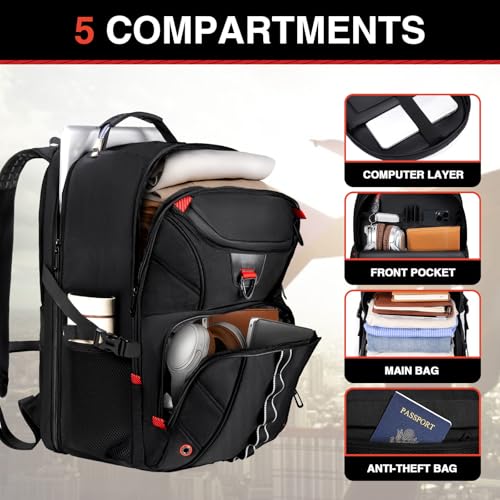 Z-MGKISS Extra Large Travel Laptop Backpack,XXXL Gaming Backpack, 18.4 inch TSA Friendly College Daypack Big Capacity Heavy Duty Business Suitcase Daypack Bag Port for Men/Women-Black - color: Black-2