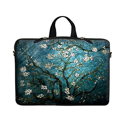 17.3 Inch Neoprene Laptop Sleeve Bag Carrying Case with Hidden Handle Design Compatible with MacBook Air Ultrabook, Chromebook - Almond Blossoming - color: 3005, size: 17 - 17.3 Inch