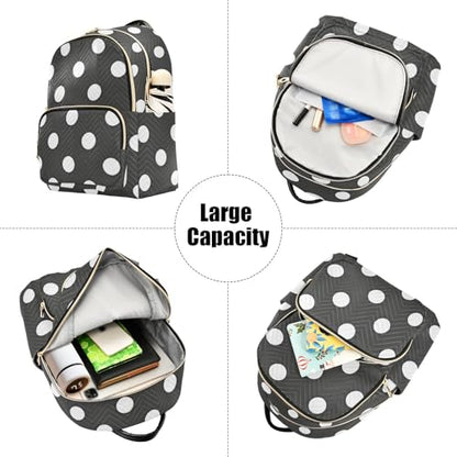 susiyo Classic Black White Polka Dot Backpack for Women Black White 10L Bag Retro Spot Ladies Backpacks Travel Casual Daypack - color: Black White, size: Small