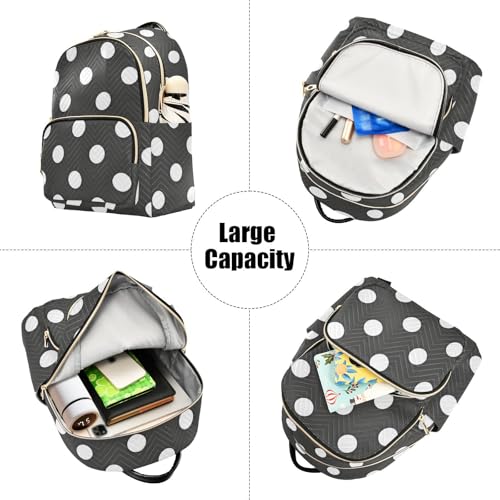 susiyo Classic Black White Polka Dot Backpack for Women Black White 14L Bag Retro Spot Ladies Backpacks Travel Casual Daypack - color: Black White, size: Medium