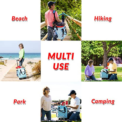 dbest Products Ultra Compact Cooler Smart Cart 360 Insulated Collapsible Rolling Tailgate BBQ Beach, Moroccan Tile - color: Moroccan Tile