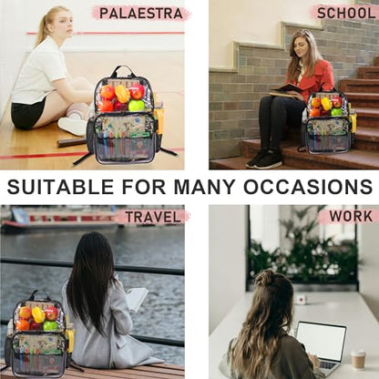 Clear Backpack,18'' See Through Backpacks School Approved Heavy Duty Clear Backpack Transparent Bookbag for College Work Travel Security,Brown - color: Amber