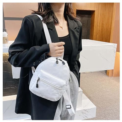 Small Backpack for Women and Girls, Mini Backpack Purse Stylish Lightweight Backpacks Casual Womens Backpacks with 2 Pockets (White) - color: White