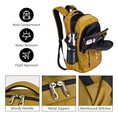 goldwheat School Backpack For Teen Boys, Lightweight Water-Resistant Boys Bookbag With Computer Compartment Fits 15.6" Laptop - color: Khaki