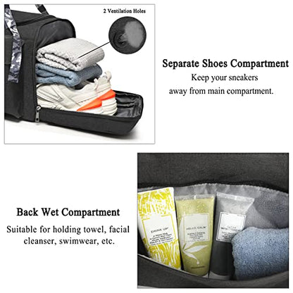 Cico Rider Gym Bags for Men Gym Duffle Bag Backpack 3-Way Sports Duffel Bags for Men with Shoe Compartment & Wet Pocket（Black） - color: BLACK
