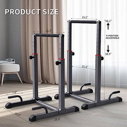 K KiNGKANG Dip Bar Station Set, 9 Level Adjustable, 1200lbs Heave Duty Dip Station for Full Body Workout Fitness,Functional Parallettes Bars