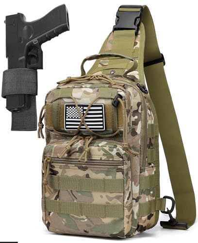 Tactical Sling Backpack Military Crossbody Bag Pack for Mens One Shoulder Holster Sling Bag 10L - color: Cp Ocp Camo