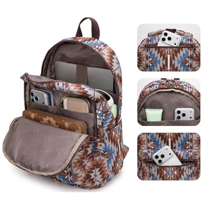 Montana West Backpack Purse for Women Western Aztec Backpack Purse Lightweight Casual Daypack for Travel - color: Coffee