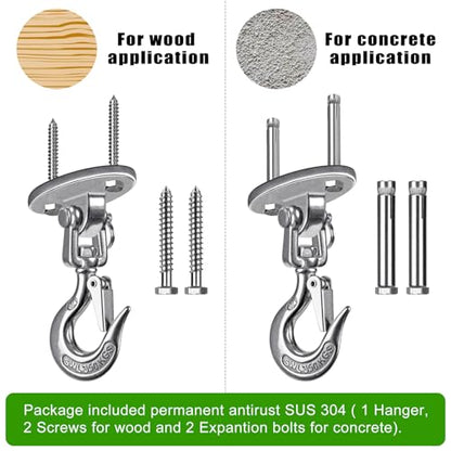 BeneLabel Ceiling Swing Hanger with 360°Swivel Hook 1000 LB Capacity Swing Hardware Stainless Steel Ceiling Swing Mount for Hanging Chair, Aerial Silks, Hammock, Porch Swings, Heavy Bag - color: Silver Swing Hanger With Swivel Hook(1 Pack)