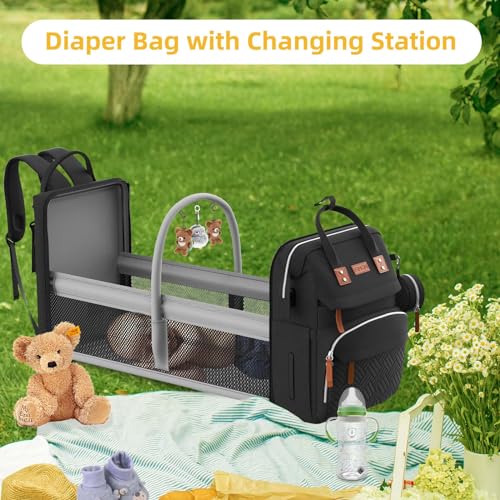 ISMGN Diaper Bag Backpack with Changing Station, Large Diaper Bag, Baby Bag, Multifunctional Diaper Bag, Black - color: Classic Black