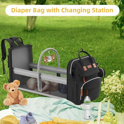 ISMGN Diaper Bag Backpack with Changing Station, Large Diaper Bag, Baby Bag, Multifunctional Diaper Bag, Black - color: Classic Black