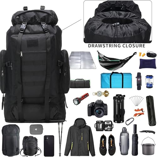Hiking Backpack for Men 70L/100L Camping Backpack Military Rucksack Molle 3 Days Assault Pack for Climbing - color: 100l-black