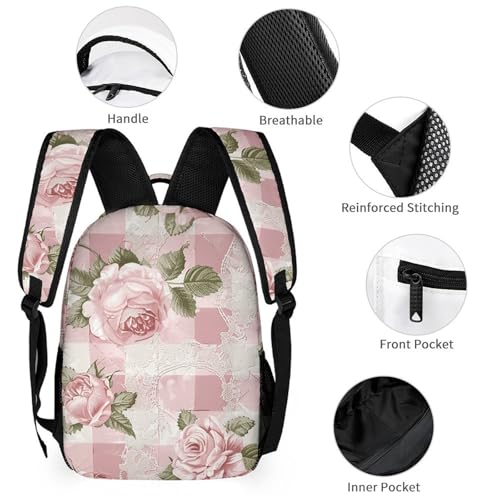 Peach Retro Pattern Backpack Large Capacity Bookbag Lightweight Schoolbag Travel Bag for Men & Women - color: Peach Retro Pattern