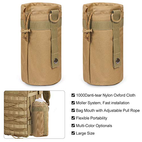 3 Pack Molle Pouch Combo Water Bottle Pouch Holder Tactical Molle Pouches Compact Utility Waist Bag Pack - color: Combo A:Khaki