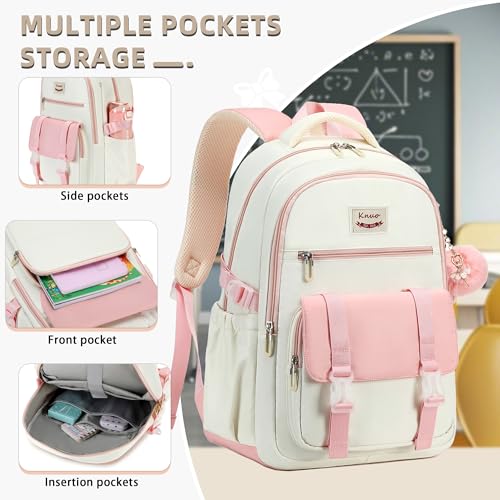 School Backpack for Teen Girls College Backpacks for Women Students Bookbag Large 15.6 Inch Laptop Bags Kids Kindergarten Elementary Middle School Bag Anti Theft Daypack Travel Back Pack Pink - color: Pink