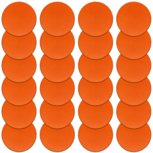 Poly Spot Markers 4inch/9 inch Non-Slip Rubber Agility Markers Flat Field Cones Floor Dots for Football, Soccer, Basketball Training Markers, School Activities, Exercise Drills, Social Distancing - style: 4 inch 24Pcs(Red-orange)