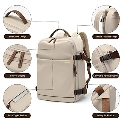 GOLF SUPAGS Laptop Backpack with Separate Laptop Compartment Fits 15.6 Inch Notebook Large Capacity Computer Bag for Women Work Travel College Backpacks (Apricot) - color: Apricot