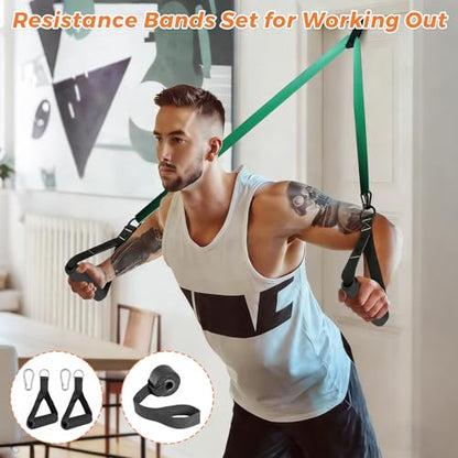 5 Levels Resistance Bands Set, with Door Anchor and Handles, Heavy Duty Pull Up Assist Bands, Workout Exercise Bands for Gym, Physical Training, Yoga and Home Fitness