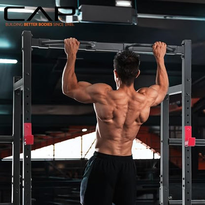 Cap Barbell Power Rack with Pull Up Bar & Attachments - Multiple Colors - color: RED