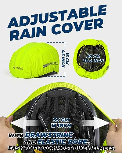 VICTGOAL Bike Helmet Cover with Reflective Stripes Waterproof Windproof Bicycle Helmets Rain Covers for Mountain Road Bike Cycling - color: Yellow