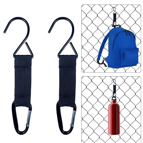 Fence Hooks for Bat Bags and Water Bottle,Hanging Buckles Metal Hooks for Baseball,Tennis,Softball,Football Bag Outdoor Sports Equipment (2)