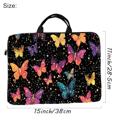 15-Inch Laptop Sleeve – Stylish, Lightweight, Shockproof, Water-Resistant Case for Lenovo, HP, Dell, Asus Notebooks - Colorful Butterflies - color: Colorful Butterflies