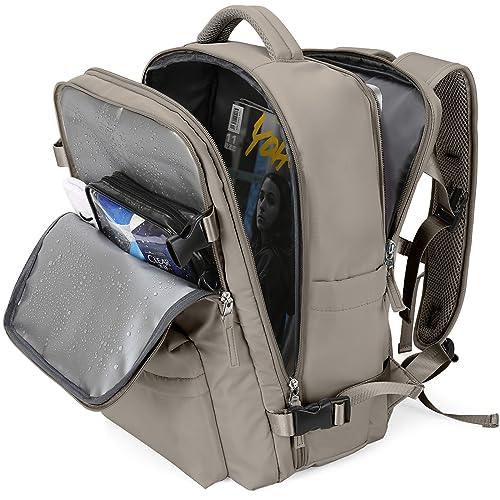 WONHOX Carry on Travel Laptop Backpack for Women Men Flight Approved,Backpack for Women Travel Bag Hiking Outdoor Sports Rucksack Casual Daypack, Grey Brown - color: A32-grey Brown, size: Large