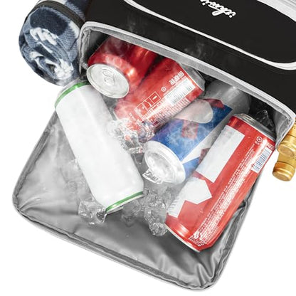 Cooler Backpack, 40 Cans Insulated Lunch Backpack Picnic Backpack for Men&Women, Durable Cooler Bag with 2 Leak Proof Compartments for Picnic, BBQ Camping, Lunch, Beach, Hiking, Black - color: Black&gray