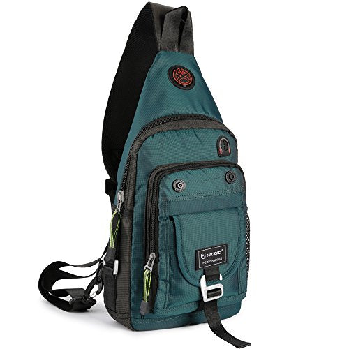NICGID Sling Bag Chest Shoulder Backpack Crossbody Bags for Tablet Laptop Outdoor Hiking Men Women - color: Dark Green-2664