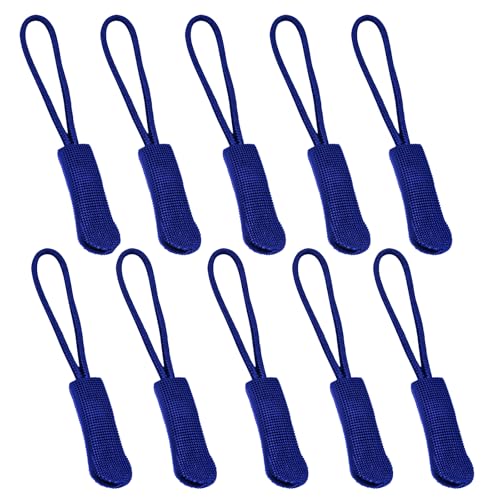 Fbshicung 10 Pcs Zipper Pull Replacemen Tab Heavy Duty Zipper Extender Cord for Bag Suitcase Jacket Luggage (Blue) - color: Blue