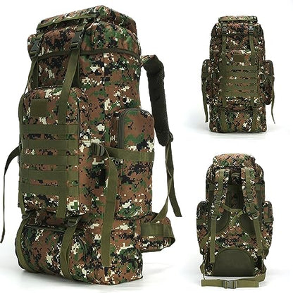 King'sGuard 70L Camping Hiking Backpack for Men Women Large Military Tactical Backpack Molle Rucksack Backpack for Outdoor - color: Woodland Camo