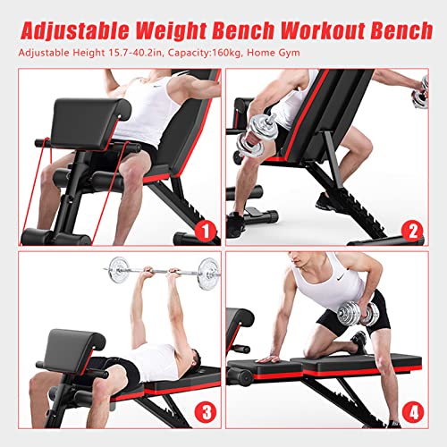 Adjustable Weight Bench For Full Body Workout Fitness Chair, Foldable Incline and Decline Weight Bench, Multifunction Gym Home Exercise Workout Fitness Chair 40-102cm Height Adjustable