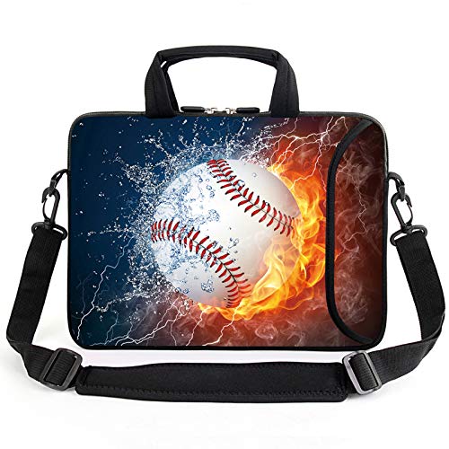AMARY 15.4" 15.6" laptop sleeve chromebook case adjustable shoulder strap with handle accessory pocket for men women (Baseball) - color: Baseball