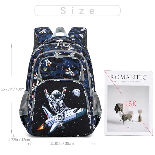 abshoo Cute Astronaut School Backpack For Boys Elementary Kindergarten Kids School Bag (Astronaut Navy Black) - color: Astronaut Black B