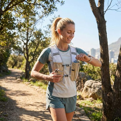 Hydration Backpack Lightweight Running Vest for Women Men with 500ml Soft Flask Hiking Daypack - color: Khaki Vest Only