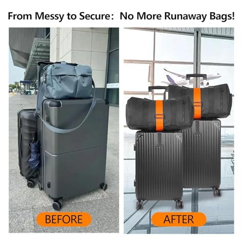 BILIONE Add a Bag Luggage Straps 2 Pack, Adjustable Bungee Elastic Belt to Connect Two Suitcases, Secure Carry On & Travel Essentials (Black) - color: Black, size: 2 Pack