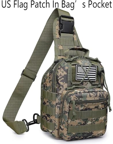 Tactical Sling Backpack Military Crossbody Bag Pack for Mens One Shoulder Holster Sling Bag 10L - color: Small Woodland Digital