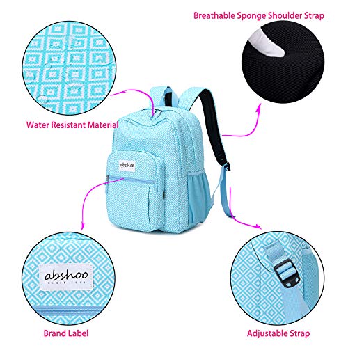 abshoo Classical Basic Womens Geometry School Backpack For College Teen Girls Water Resistant Bookbag (Geometry Blue) - color: Geometry Blue, size: 16.5 Inc