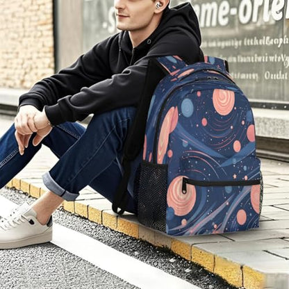 Large Backpack with 15.6 Inch Laptop Compartment, Abstract Pink Blue Adult Backpack for Work, Travel & School College Boys Girls - color: Abstract Pink Blue