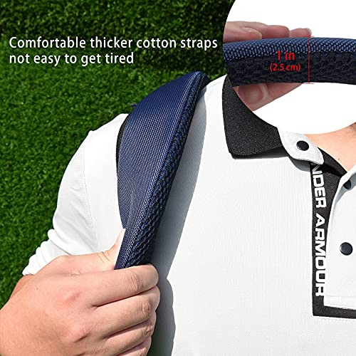 BIG TEETH Golf Bag Strap,Adjustable Padded Bag Strap Replacement,Golf Double Shoulder Bag Straps with 4Pcs Rotate Hooks - color: Blue & Black