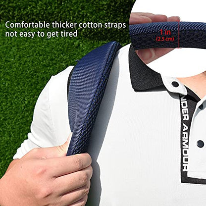 BIG TEETH Golf Bag Strap,Adjustable Padded Bag Strap Replacement,Golf Double Shoulder Bag Straps with 4Pcs Rotate Hooks - color: Blue & Black