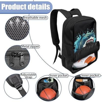 Basketball Backpack With Separate Ball Compartment And Shoes Fit Basketball Volleyball Football - color: Shark