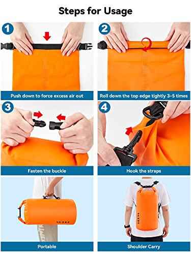 HEETA Waterproof Dry Bag Backpack with Emergency Whistle 5L/10L/20L/30L/40L - color: Orange, size: 5L