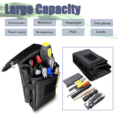 Belt Clip Tool Pouch Holster, Maezar Premium Nylon Utility Sheath Bag, Multitool Organizer Pouch for EDC Gears Cellphones for Men, Tactical Tool Bag, Small Pocket Phone Holder Case