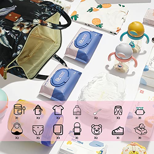 Femuar Diaper Bag Backpack Multifunction Maternity Diaper Bag for Baby Girls & Boys Large Capacity Travel Nappy Bags - color: Hibiscus